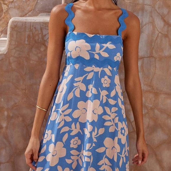 NEW W/TAGS A-LINE MAXI SUNDRESS WITH SPAGHETTIS STRAPS BOHO RICKRACK TRIM SZ M - Picture 3 of 8